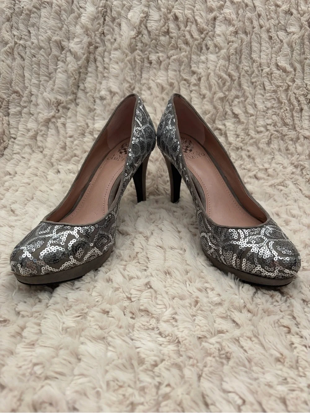 Vince Camuto Silver Sequin Heels